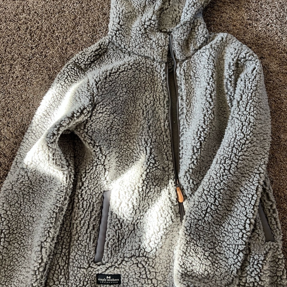 Gray Sherpa Fleece Zip-Up Hoodie